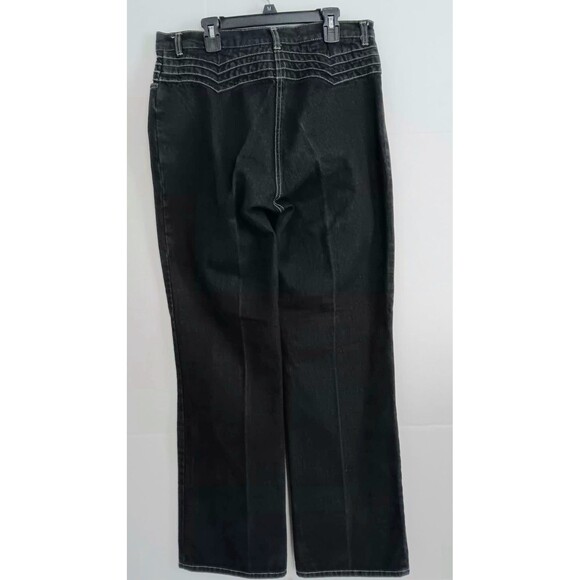 Retro Y2K Black High Rise Jean Women Sz 8 Rocky  Western Bill Blass Vintage Boho - Picture 2 of 8